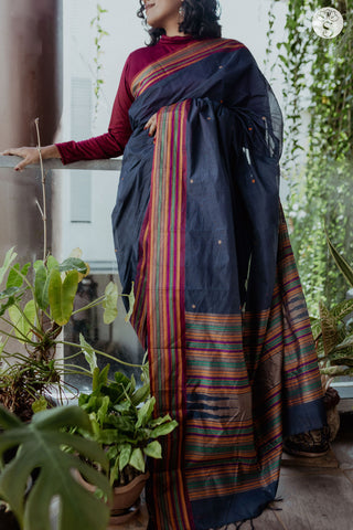 Mushru Varigal - Cotton - Midnight Blue