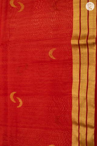 Chanderi Silk Cotton - Red with Crescent motif