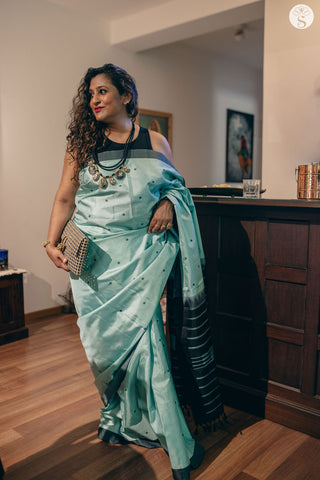 Light Silk - Mint Green with Black