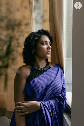 Soft silk - Bright Indigo with Black