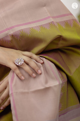 Silk - Pastel Green with Pastel Pink Korvai Border