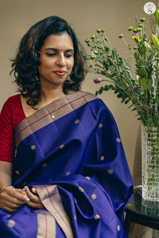 Light Silk - Royal Blue with Beige Buttas