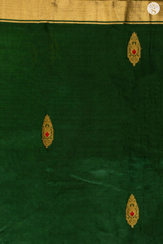 Chanderi Silk Cotton - Bottle Green with Large Motif
