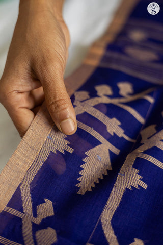 Bengal Cotton - Purple with Beige Butta Jamdani