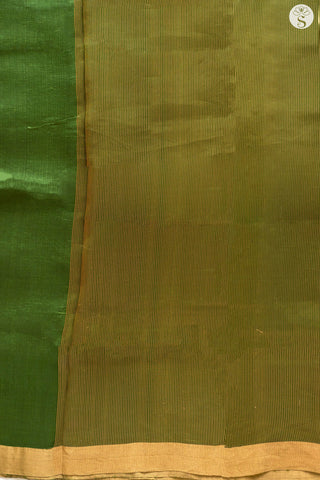 Chanderi Silk - Saree - Moss Green with Round Gold Motifs