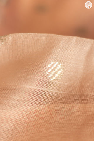 Chanderi Silk Cotton - Saree - Pastel Peach with Small Silver Round motifs