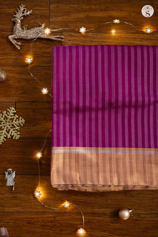 Chanderi Silk Cotton - Purple Stripes