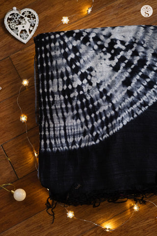 Matka Silk - Dark Grey with Shibori Pallu