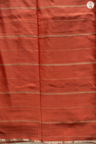 Maheshwari Silk Cotton - Burnt Orange with Dark Tussar Triangle dobby motif