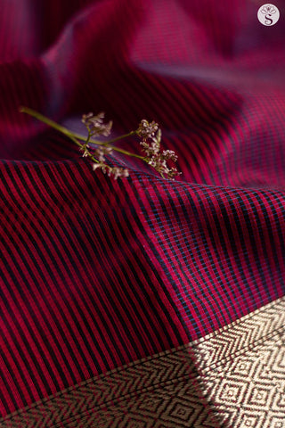 Maheshwari Silk Cotton - Maroon with Black and Silver border