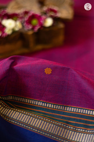 Cotton - Purple with Neelam Blue/ Teal and White border