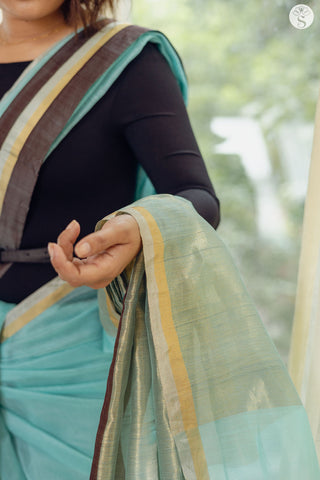Chanderi Silk Cotton - Berry Kondaatum - Ice Blue