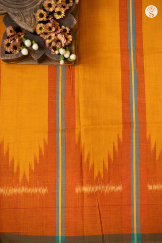 Cotton - Chinalampatti Ikat Maroon with Orange/ Green border