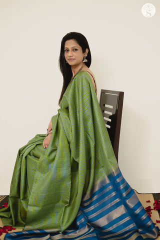 Soft Silk - Green with Blue