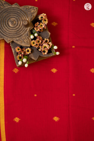 Mul Cotton - Red with Yellow Bird motifs