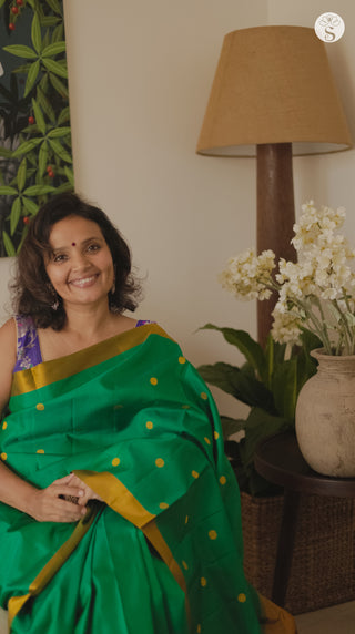 Light Silk - Jade Green with Mustard