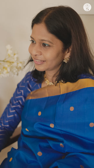 Light Silk - Electric Blue with Mustard