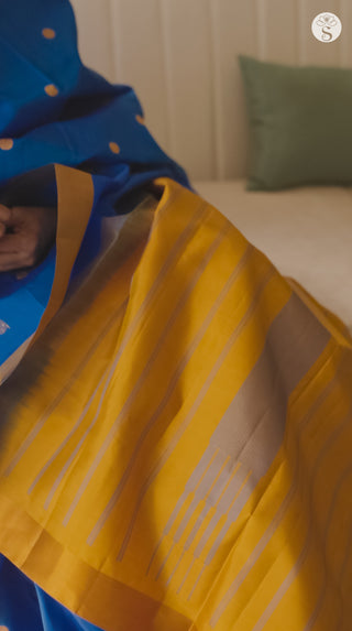 Light Silk - Electric Blue with Mustard