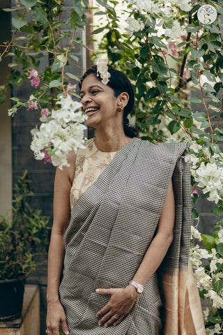 Soft Silk - Charcoal Black with Beige