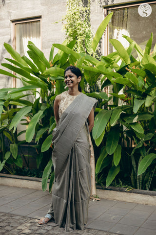 Soft Silk - Charcoal Black with Beige