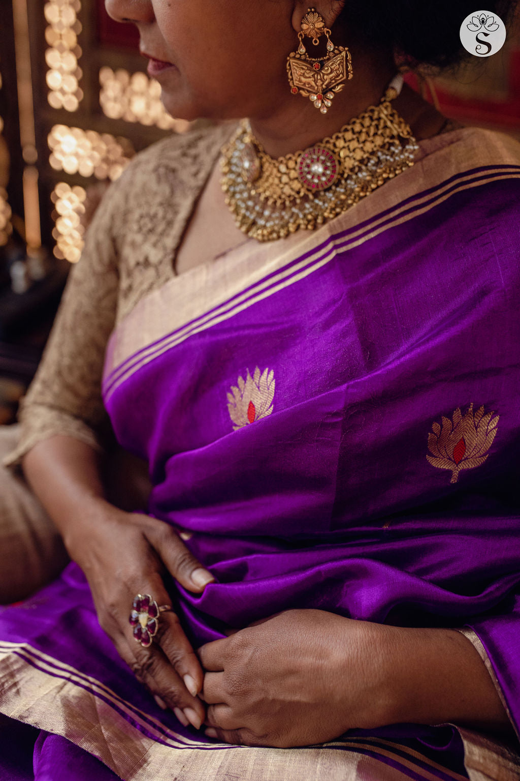 Purple Tussar Silk Saree