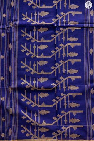 Bengal Cotton -  Purple with Beige Butta Jamdani