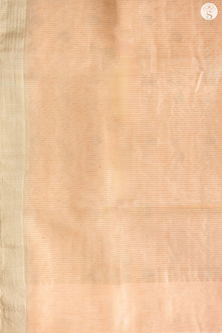 Chanderi Silk Cotton - Saree - Pastel Peach with Small Silver Round motifs