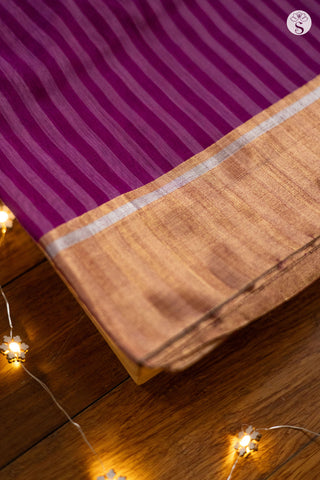 Chanderi Silk Cotton - Purple Stripes