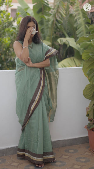 Chanderi Silk Cotton - Berry Kondaatum - Forest Green